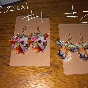 Cow and pig earrings